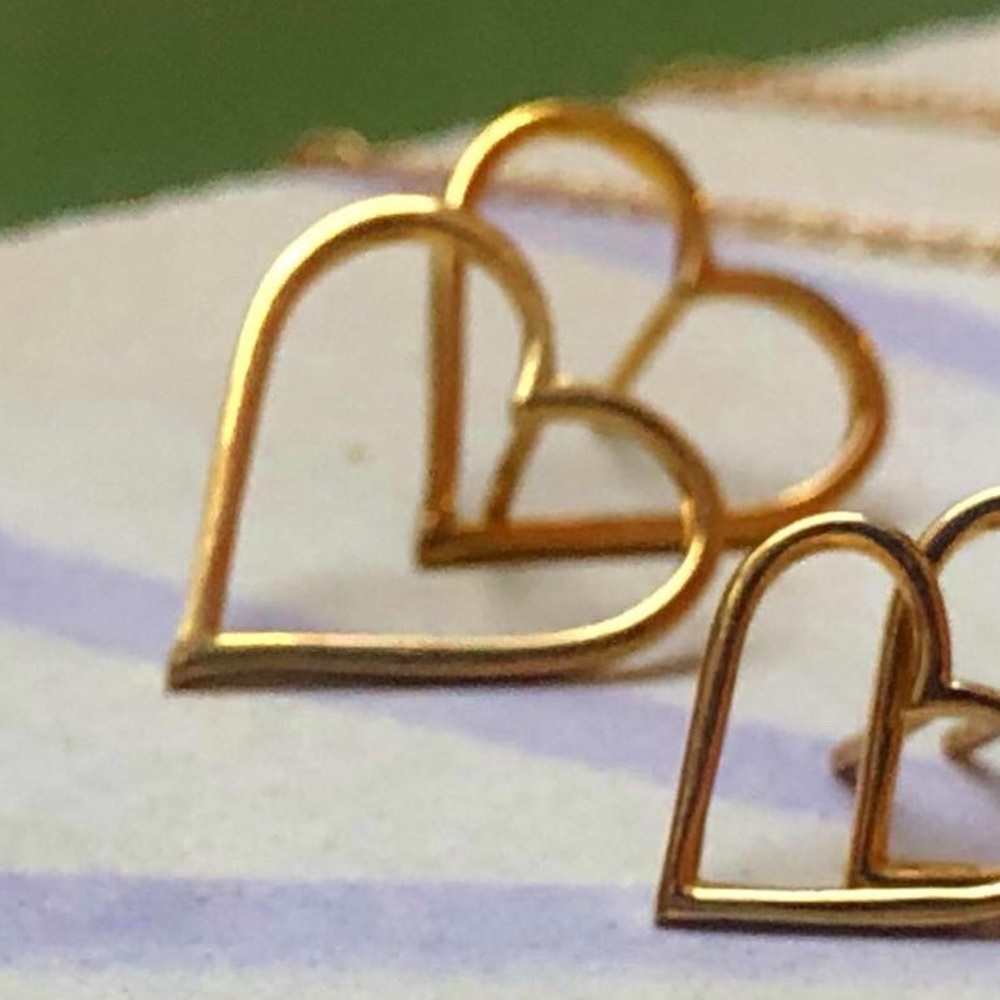 14k Solid Gold “LARGE Carried Heart” Studs